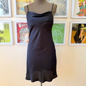 Y2K Black Satin Slip Dress – Minimalist 90s It-Girl 🖤✨